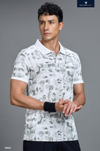 Technosport Polo TShirt Printed (Matpiq) - OR820 - WHITE