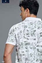 Technosport Polo TShirt Printed (Matpiq) - OR820 - WHITE
