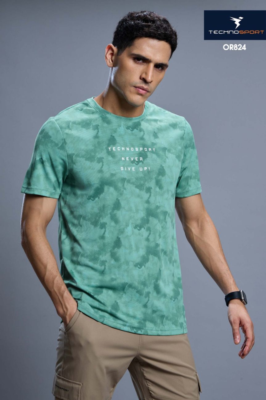 Technosport Men Crew Neck Tshirt - OR824 - LAKE GREEN