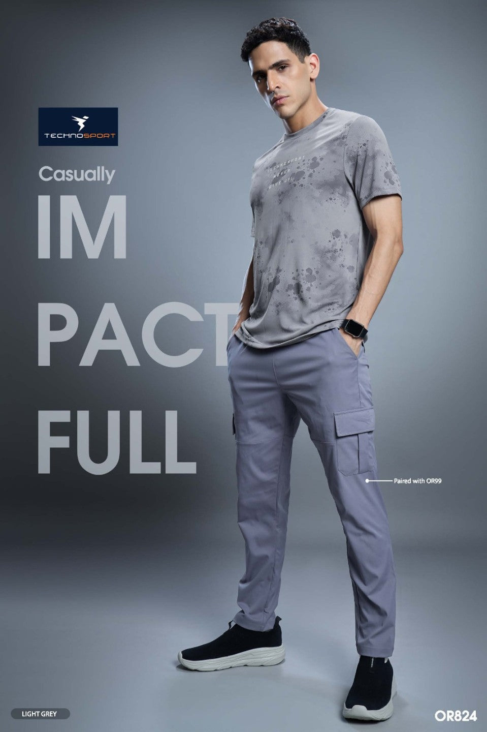 Technosport Men Crew Neck Tshirt - OR824 - LT GREY
