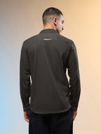 Technosport Men Solid Shirt (LS Lytra) - P823 - BLACK OLIVE