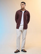 Technosport Men Solid Shirt (LS Lytra) - P823 - CHOCOLATE TRUFFLE