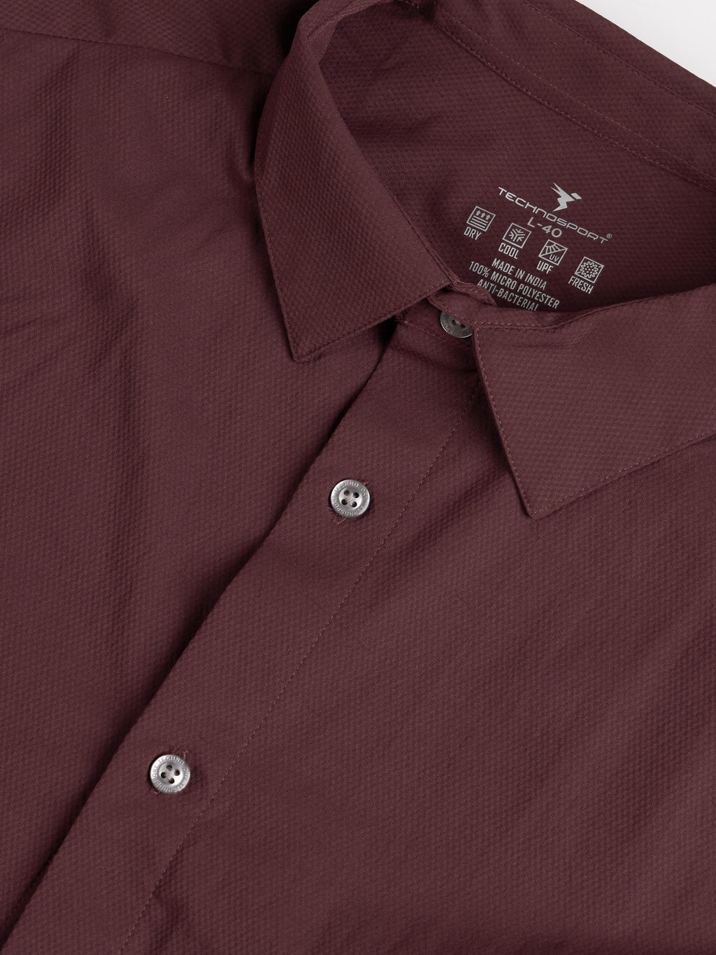 Technosport Men Solid Shirt (LS Lytra) - P823 - CHOCOLATE TRUFFLE