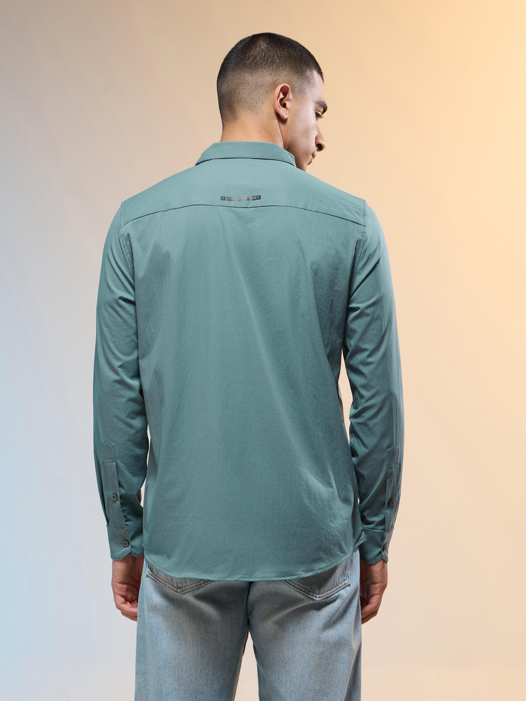 Technosport Men Solid Shirt (LS Lytra) - P823 - NORTH ATLANTIC