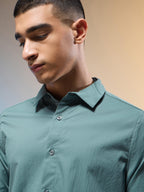 Technosport Men Solid Shirt (LS Lytra) - P823 - NORTH ATLANTIC
