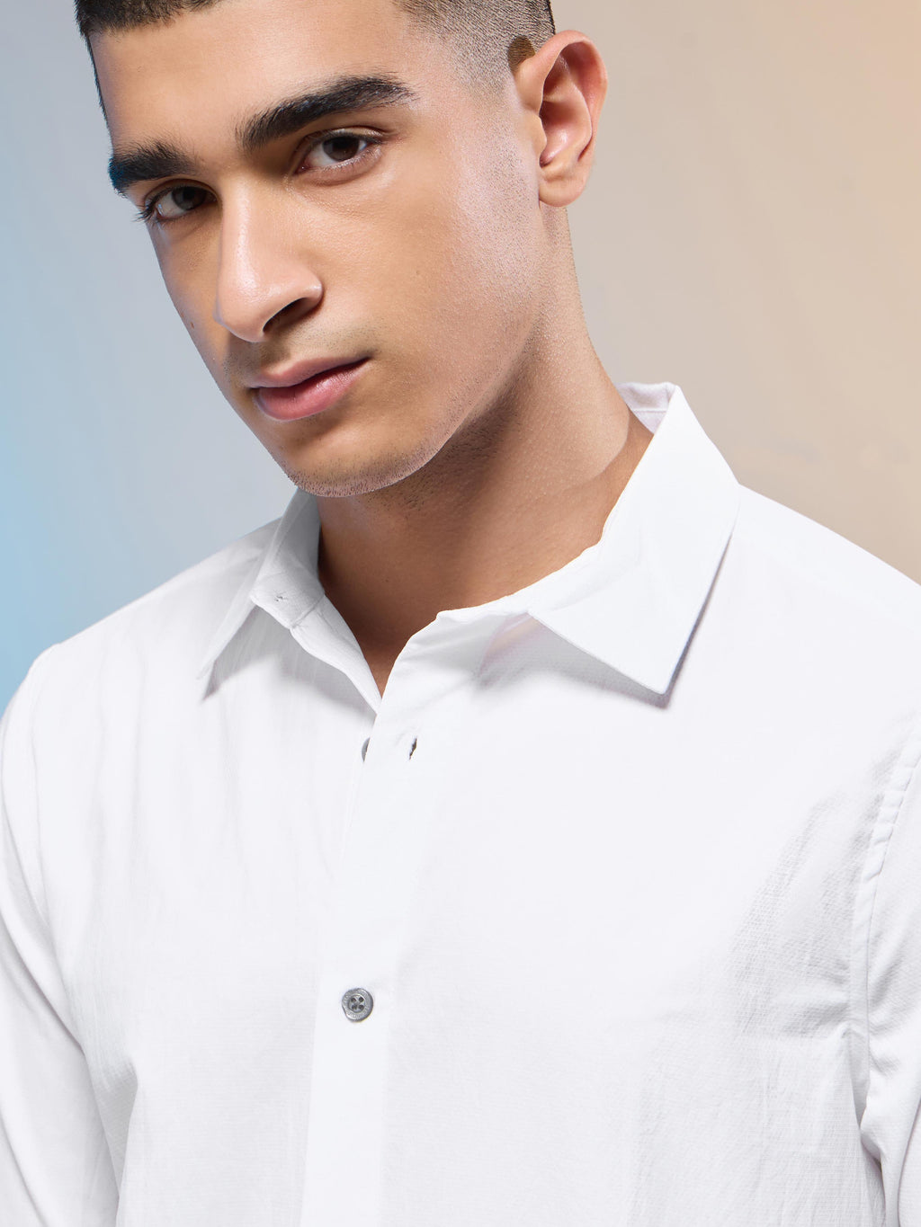 Technosport Men Solid Shirt (LS Lytra) - P823 - WHITE