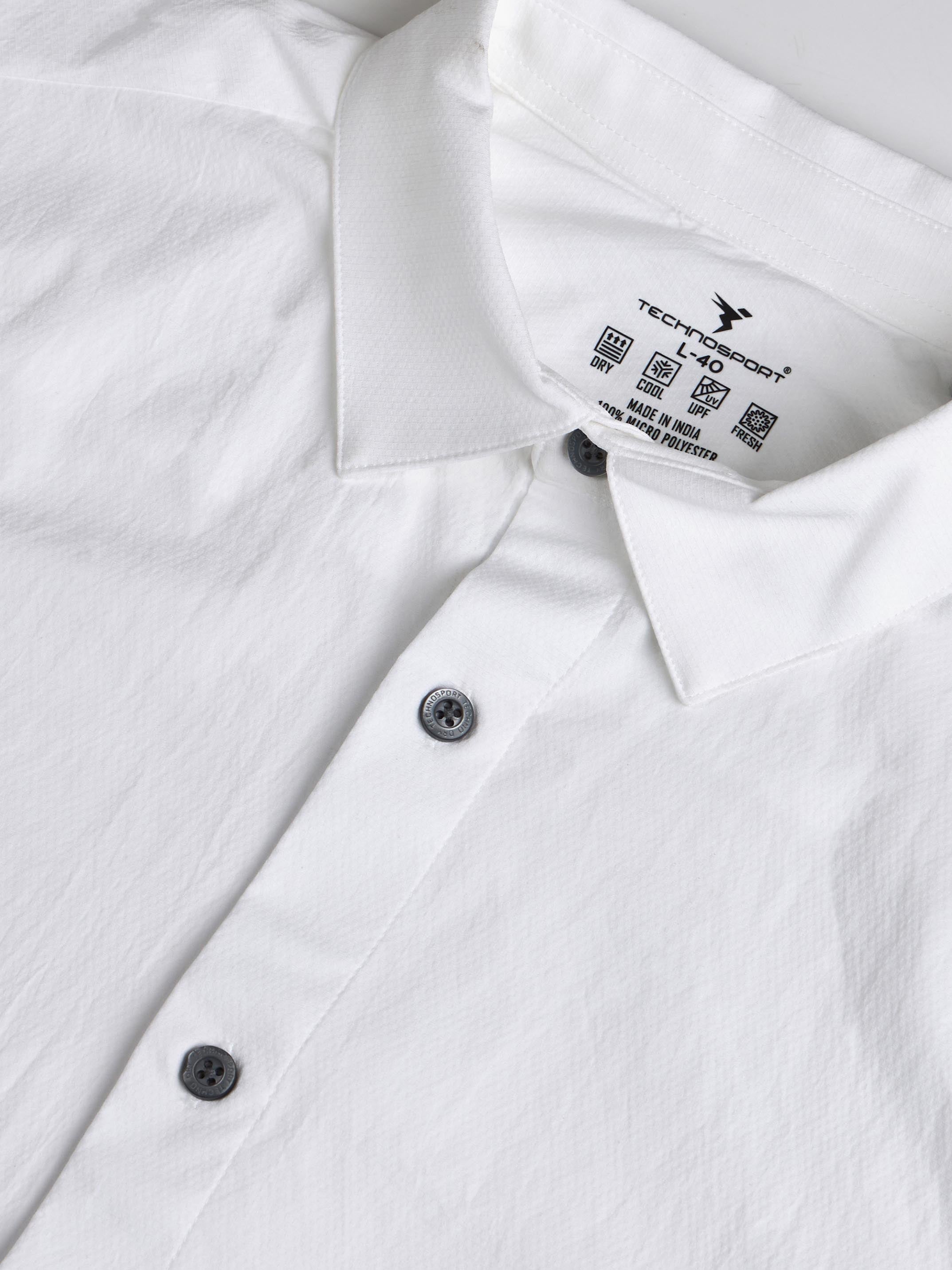 Technosport Men Solid Shirt (LS Lytra) - P823 - WHITE