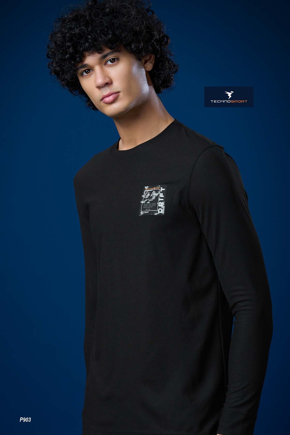 Technosport Solid Pique F/S TShirt - P903 - BLACK