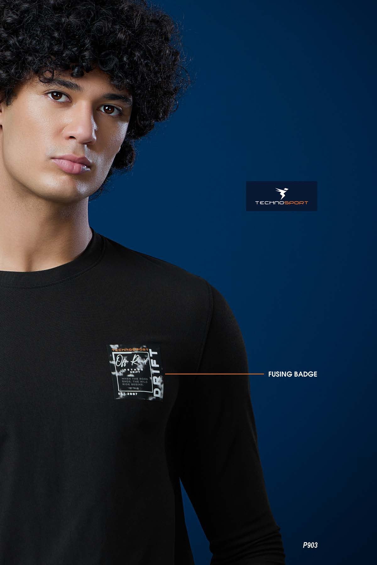 Technosport Solid Pique F/S TShirt - P903 - BLACK