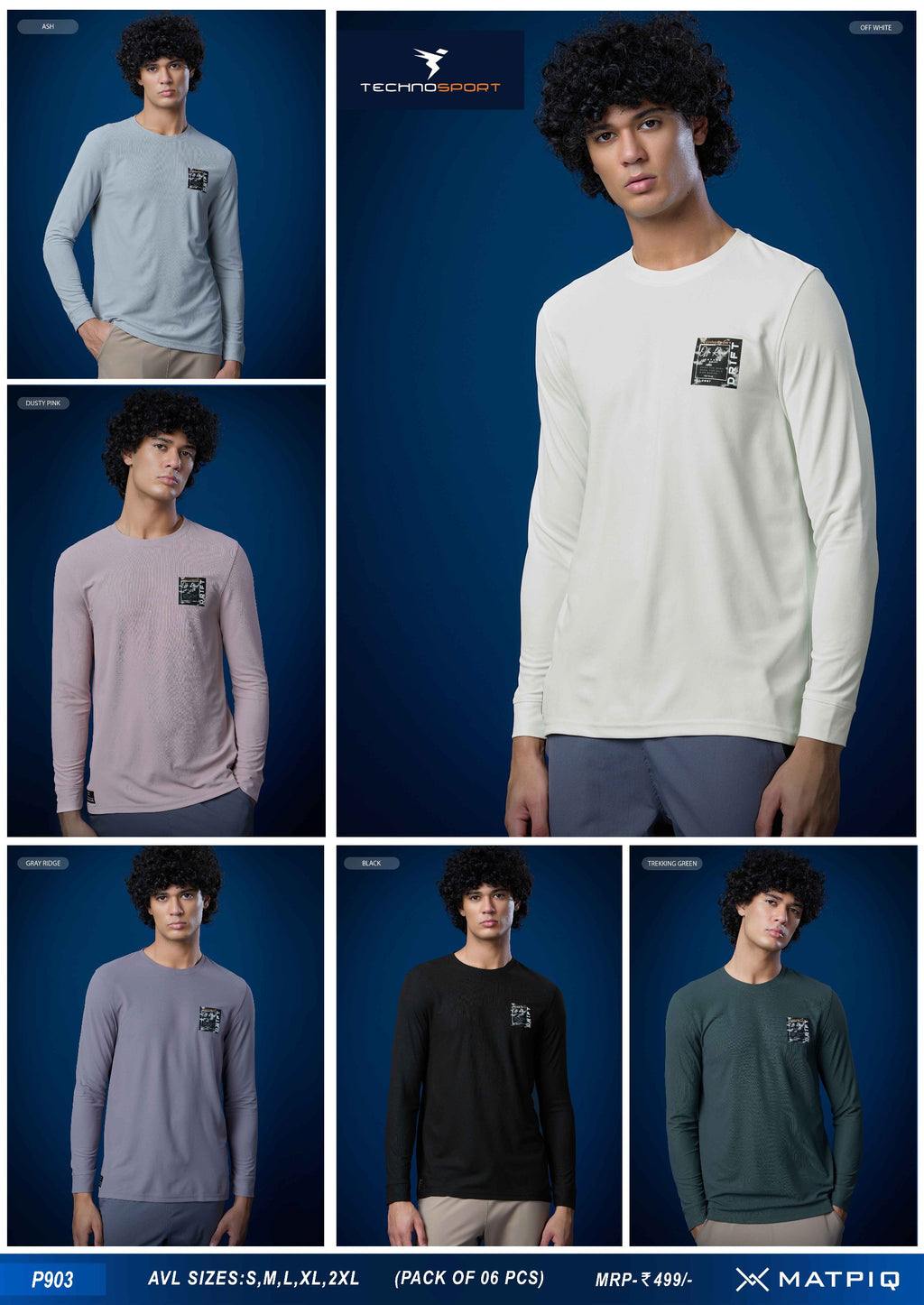 Technosport Solid Pique F/S TShirt - P903 - BLACK