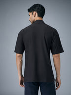 Technosport Mock Neck Self Design Oversized Tshirt (Matpiq) - P910 - BLACK