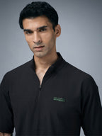 Technosport Mock Neck Self Design Oversized Tshirt (Matpiq) - P910 - BLACK