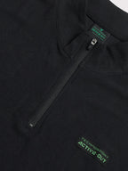 Technosport Mock Neck Self Design Oversized Tshirt (Matpiq) - P910 - BLACK
