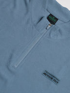 Technosport Mock Neck Self Design Oversized Tshirt (Matpiq) - P910 - BLUE STONE