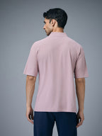 Technosport Mock Neck Self Design Oversized Tshirt (Matpiq) - P910 - DUSTY PINK