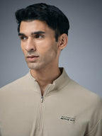 Technosport Mock Neck Self Design Oversized Tshirt (Matpiq) - P910 - OYSTER GRAY