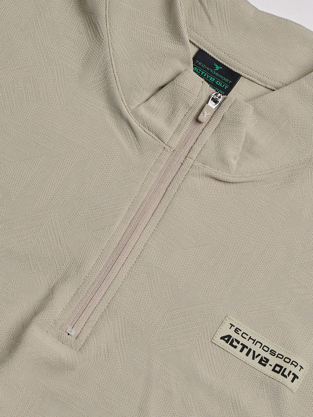 Technosport Mock Neck Self Design Oversized Tshirt (Matpiq) - P910 - OYSTER GRAY