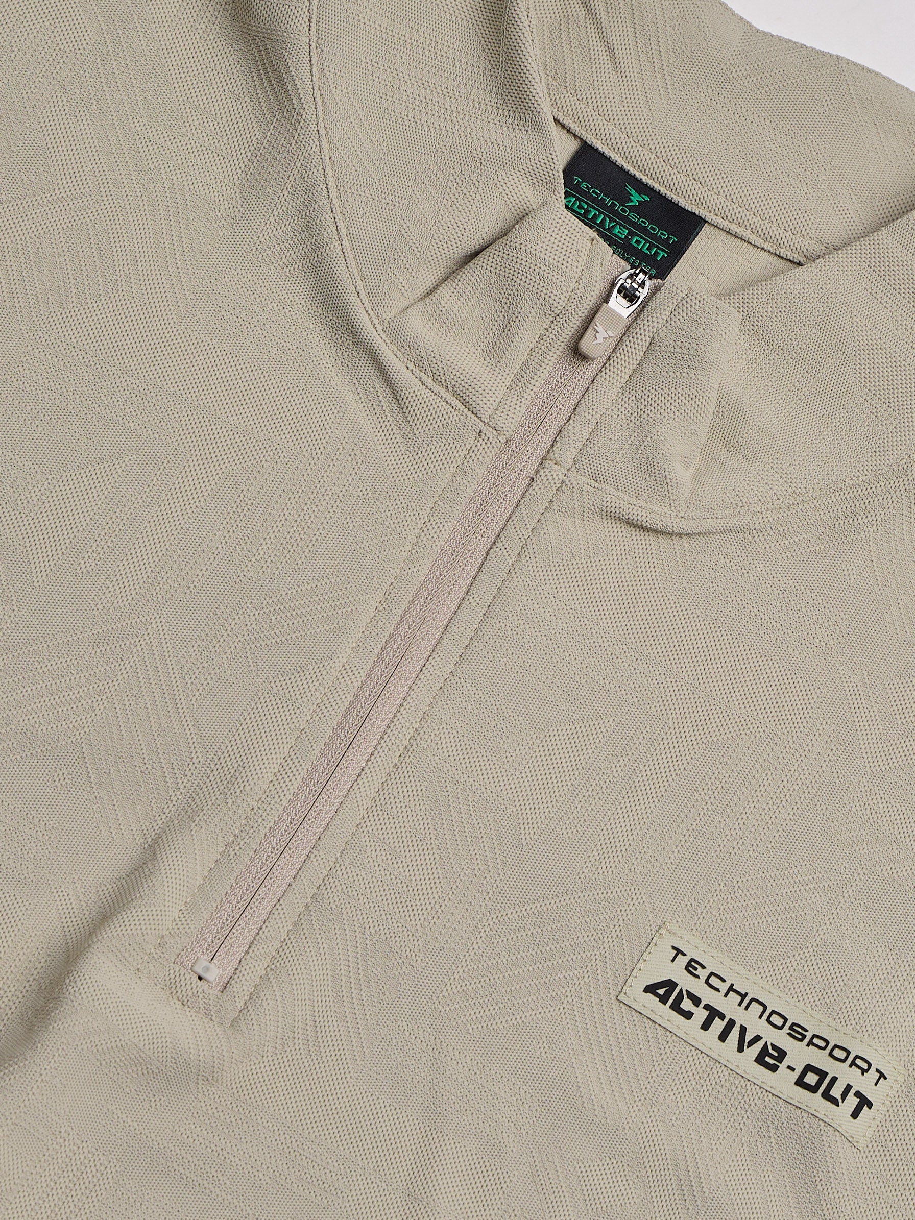 Technosport Mock Neck Self Design Oversized Tshirt (Matpiq) - P910 - OYSTER GRAY
