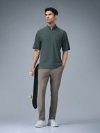 Technosport Mock Neck Self Design Oversized Tshirt (Matpiq) - P910 - TREKKING GREEN