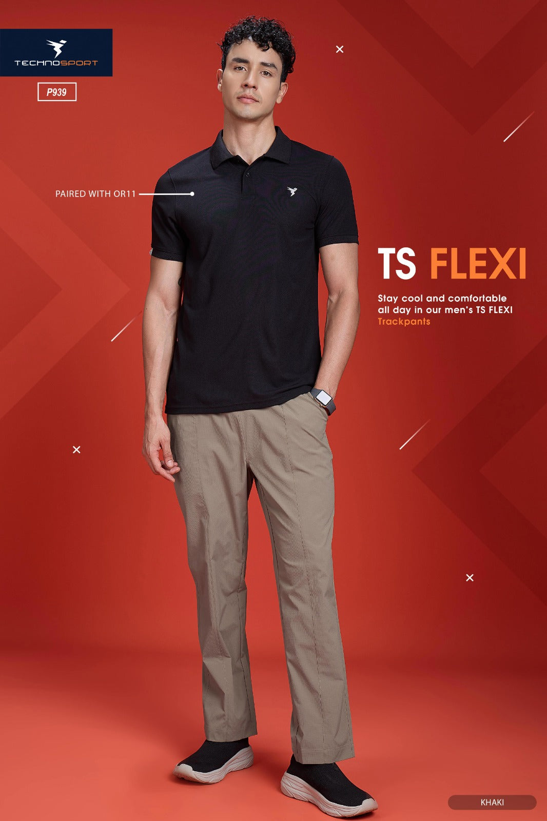 Technosport Comfort Fit Trackpant (Woven) - P939 - KHAKI
