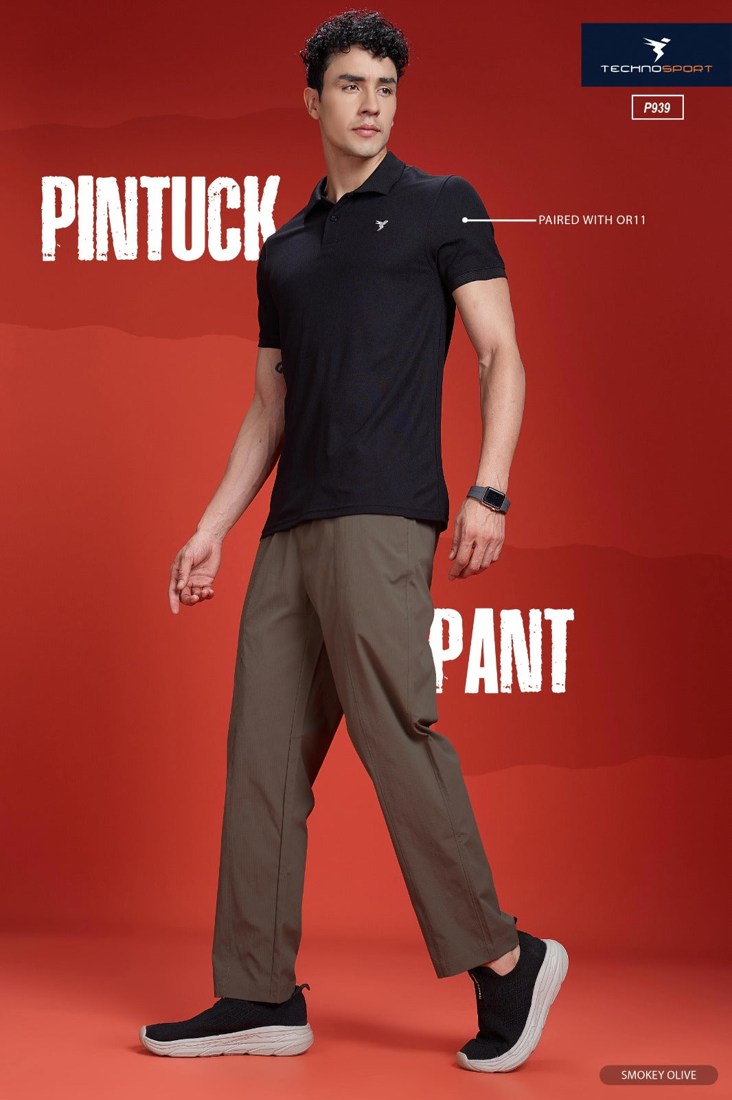 Technosport Comfort Fit Trackpant (Woven) - P939 - SMOKEY OLIVE