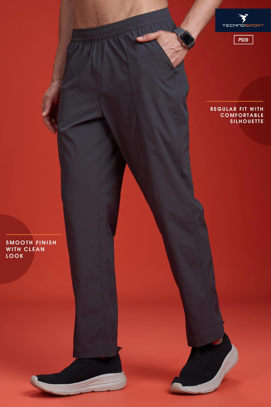 Technosport Comfort Fit Trackpant (Woven) - P939 - WOODLAND GRAY