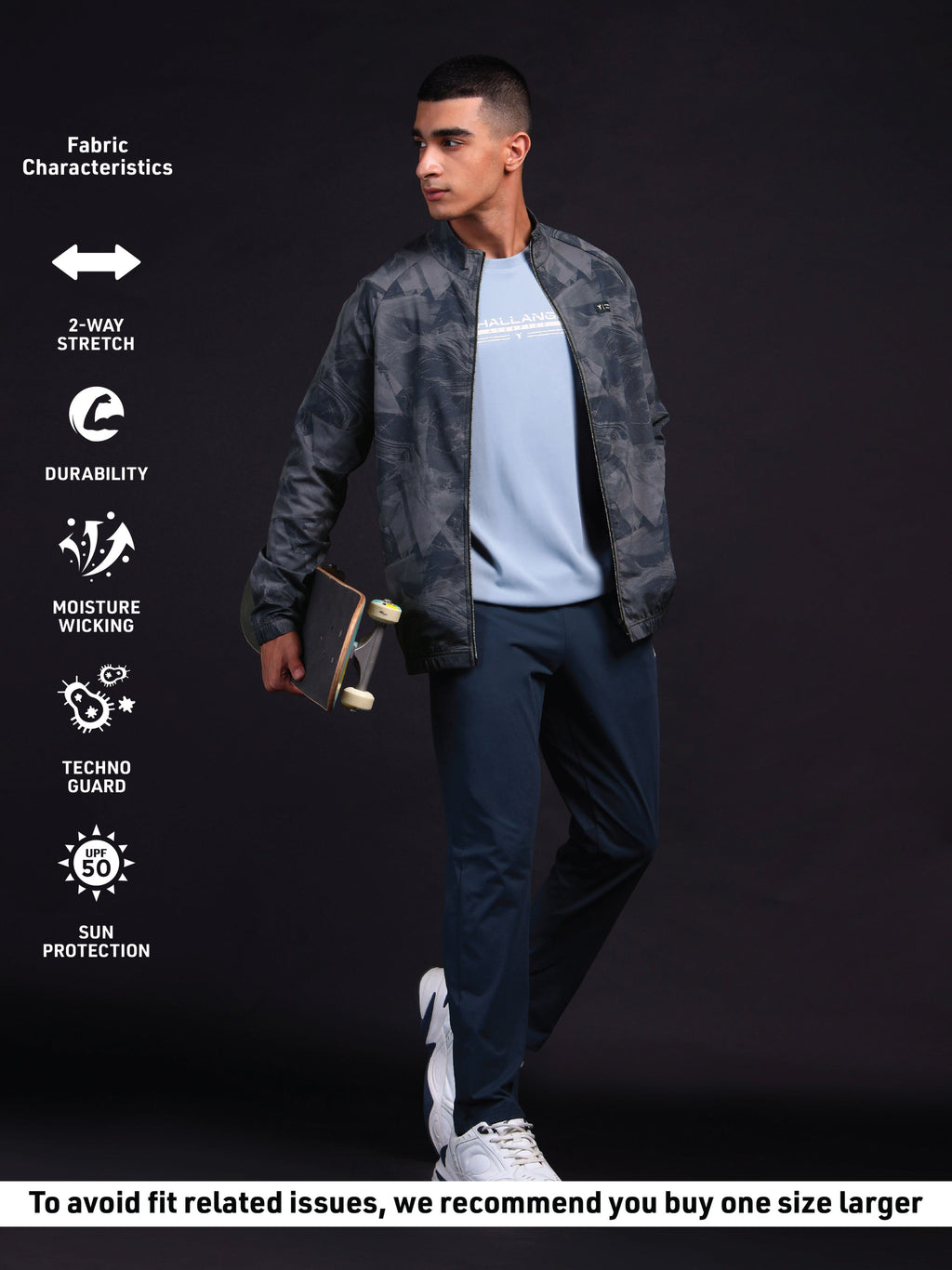 Technosport Printed Jacket (TS Flexi) - PM92 - BLACK STROKE