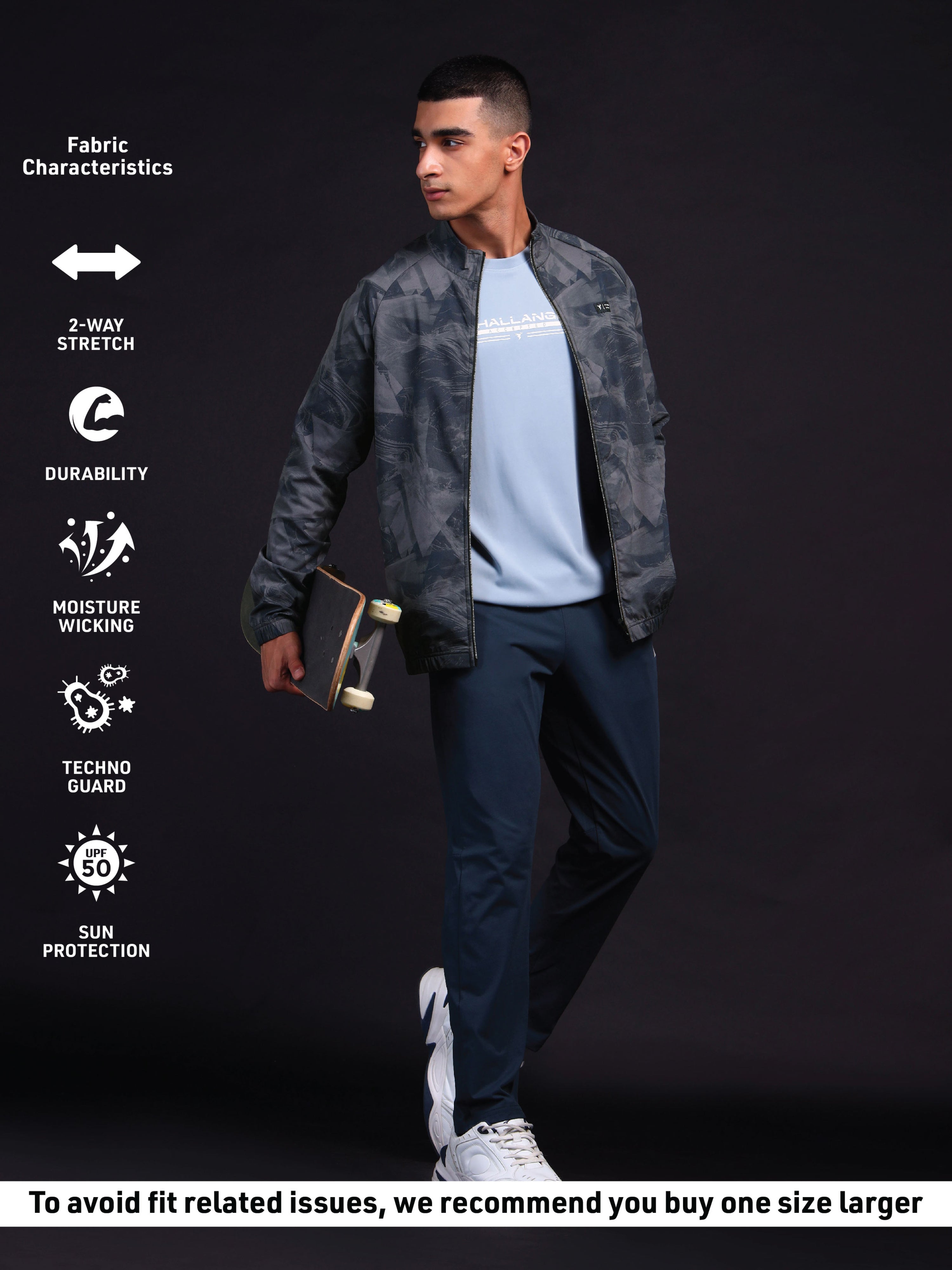Technosport Printed Jacket (TS Flexi) - PM92 - BLACK STROKE