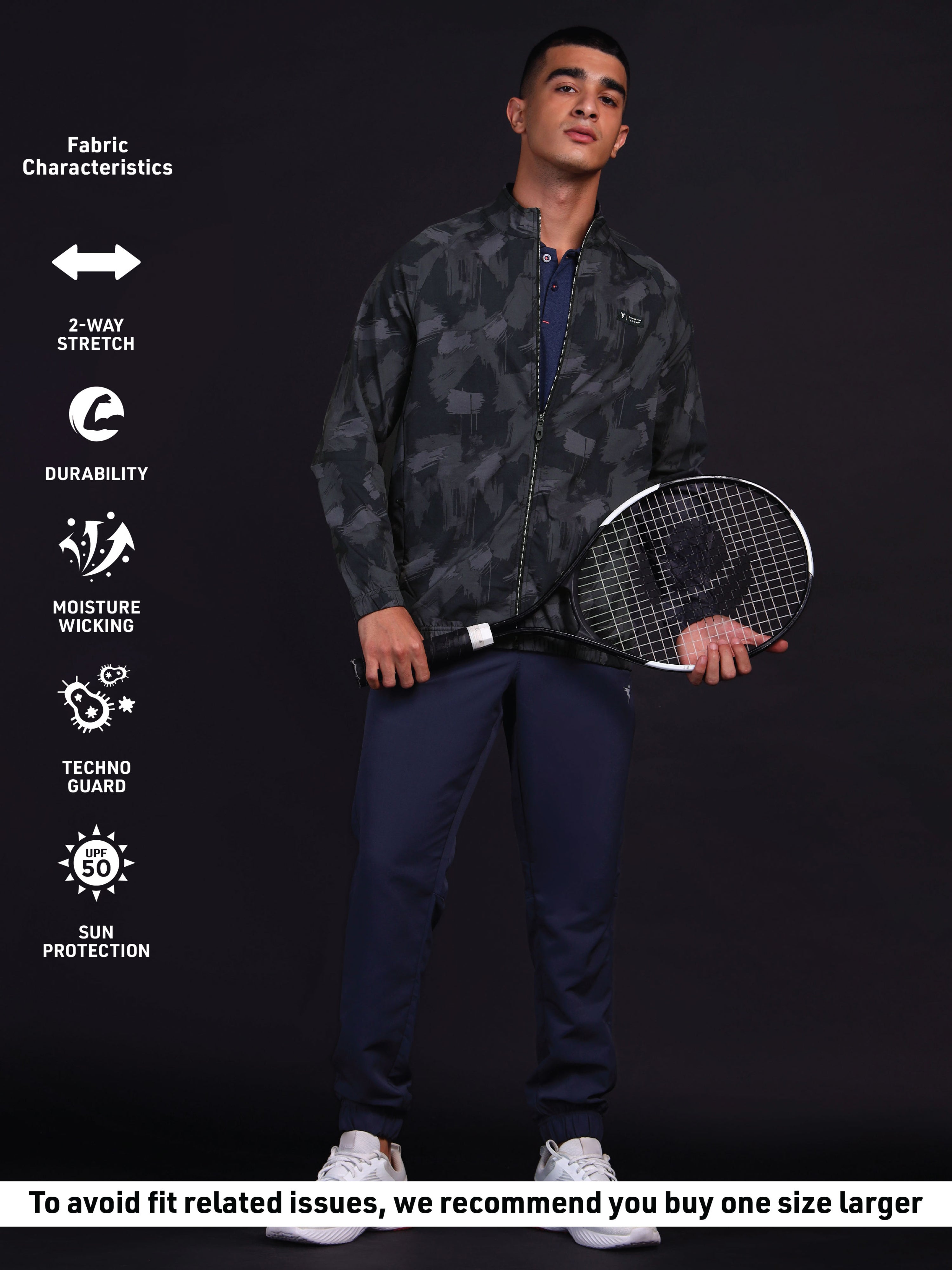 Technosport Printed Jacket (TS Flexi) - PM92 - BLACK STROM