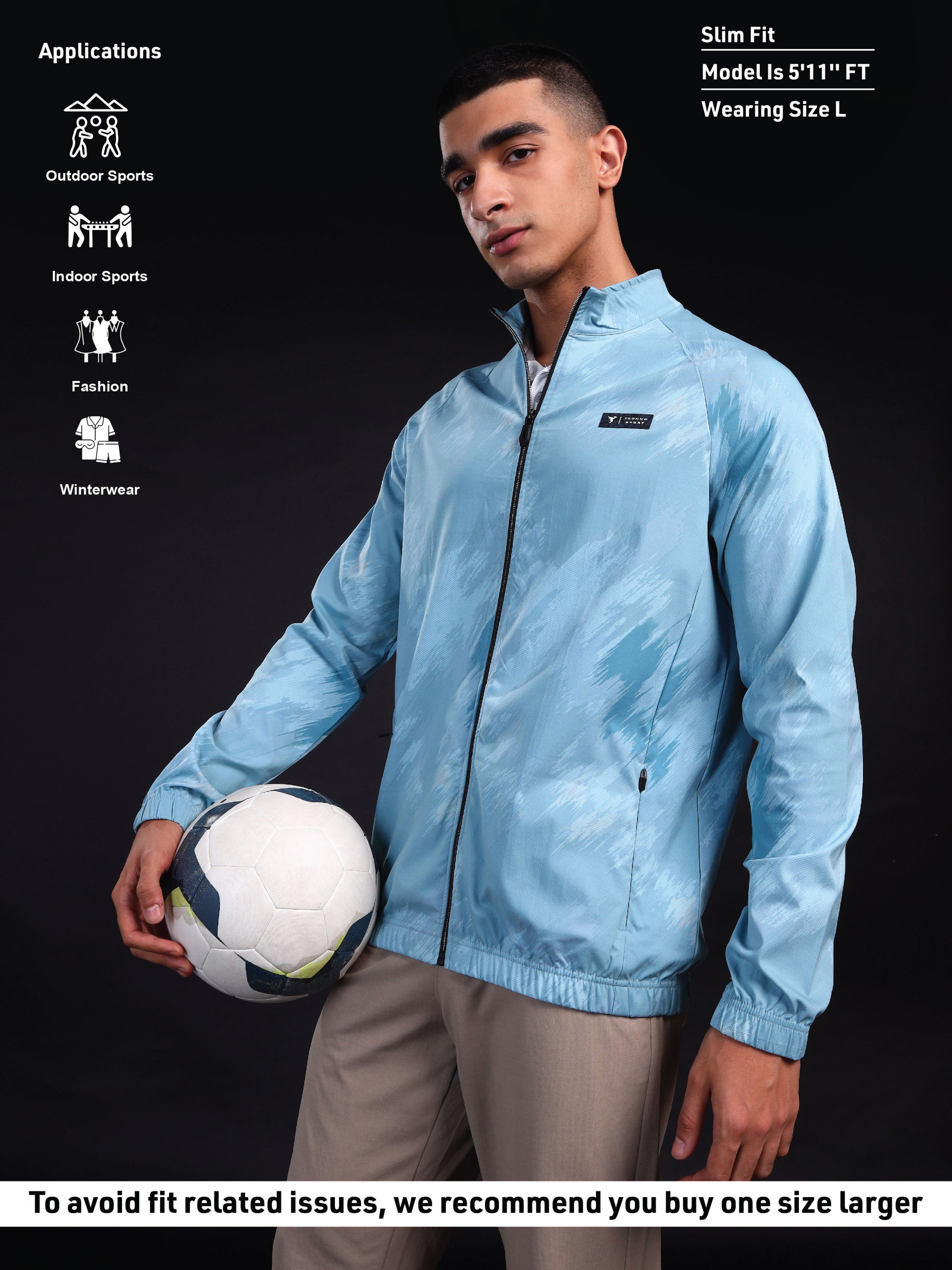 Technosport Printed Jacket (TS Flexi) - PM92 - BLUE WAVES