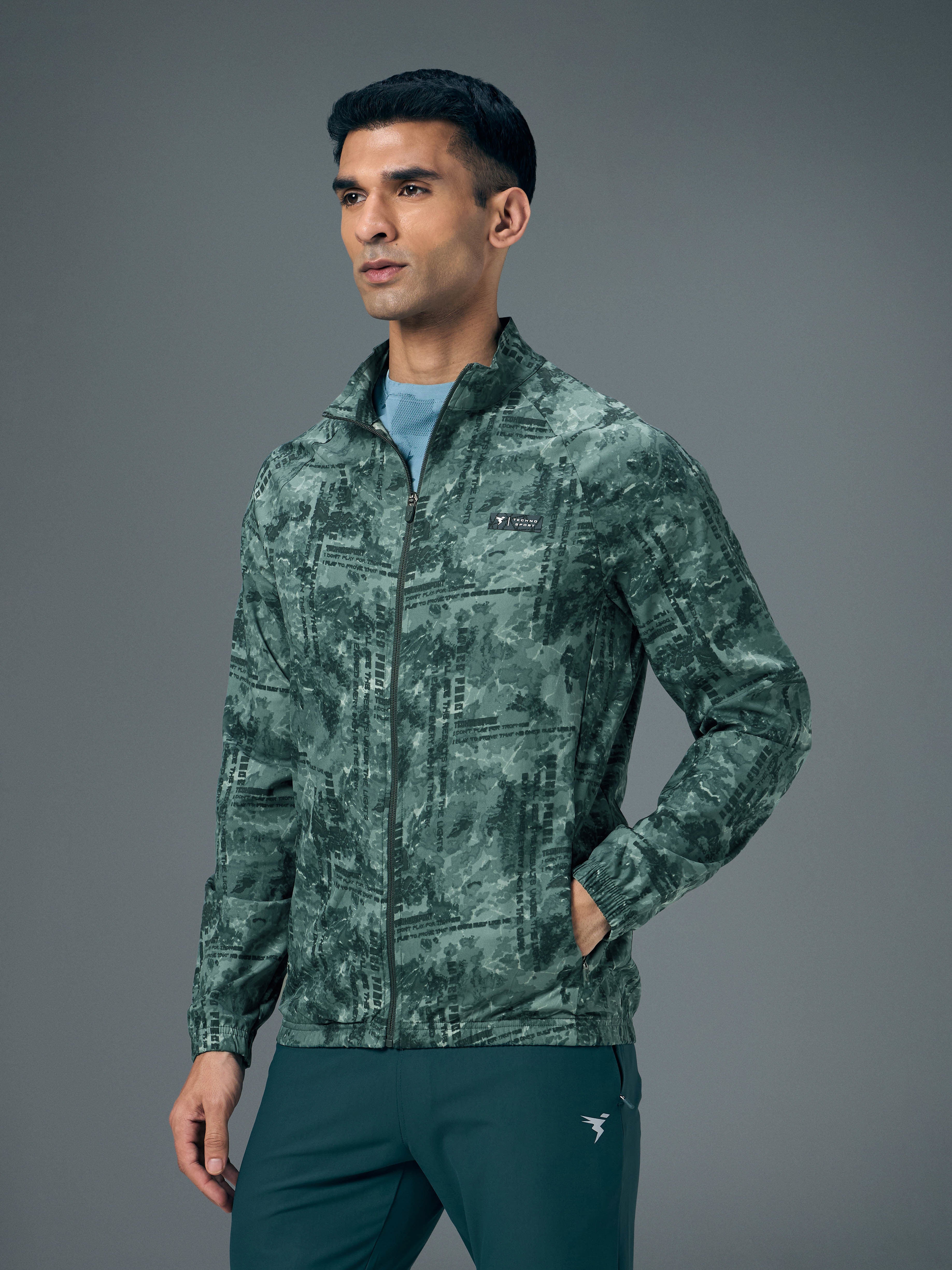 Technosport Printed Jacket (TS Flexi) - PM92 - GREEN PLATOON