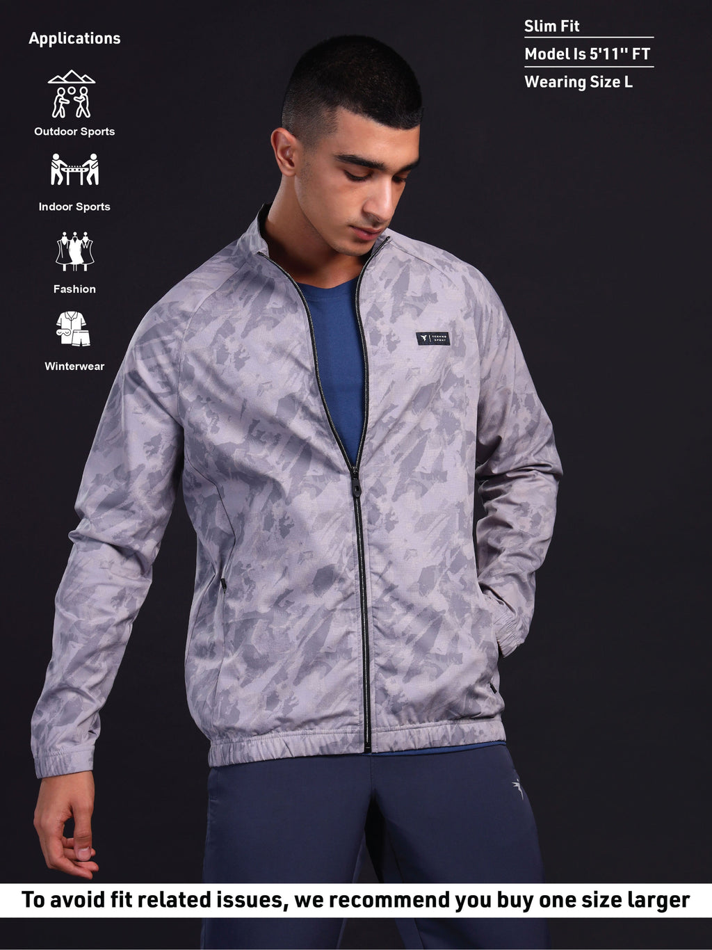 Technosport Printed Jacket (TS Flexi) - PM92 - GREY MARBLE