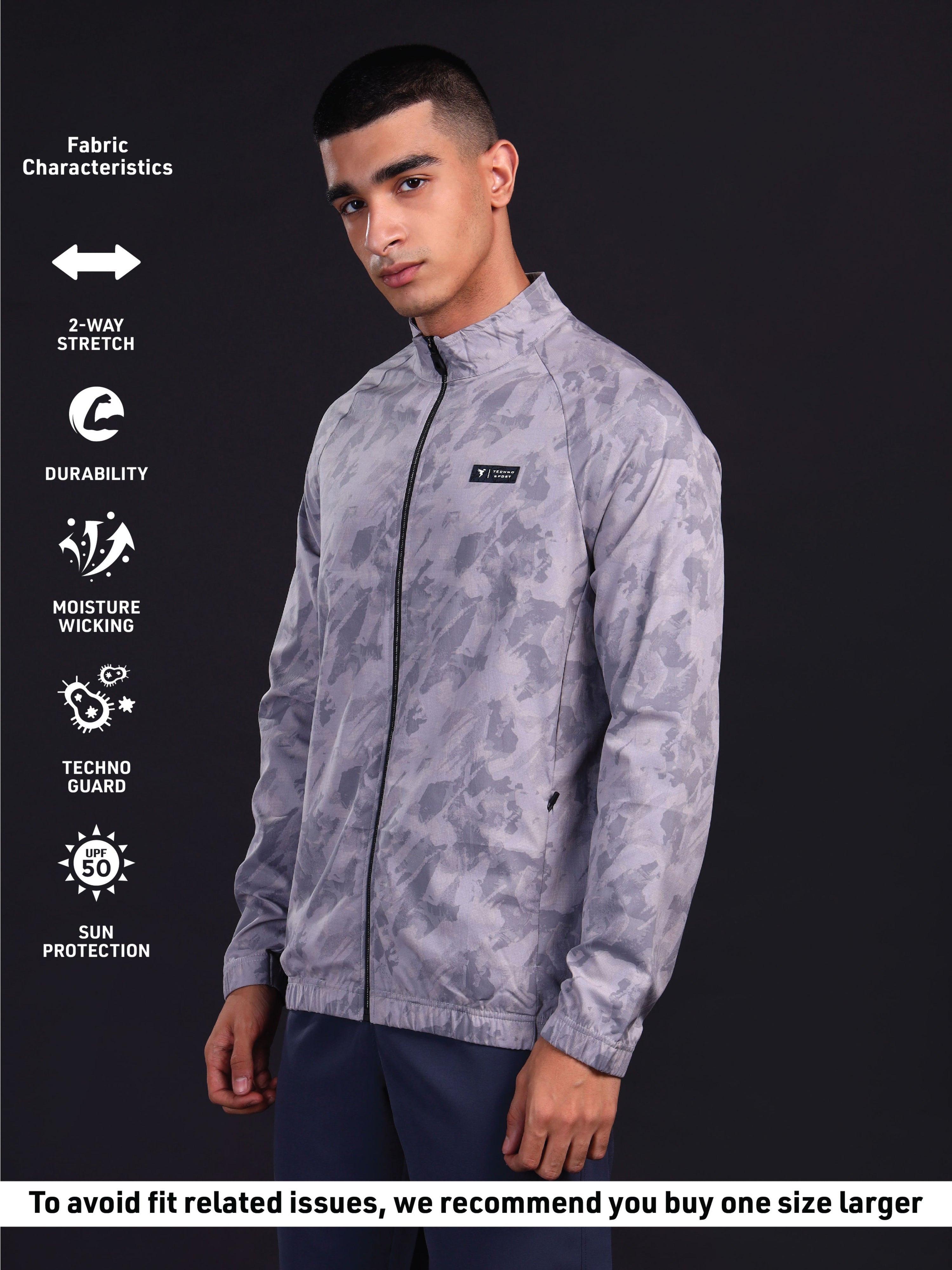 Technosport Printed Jacket (TS Flexi) - PM92 - GREY MARBLE