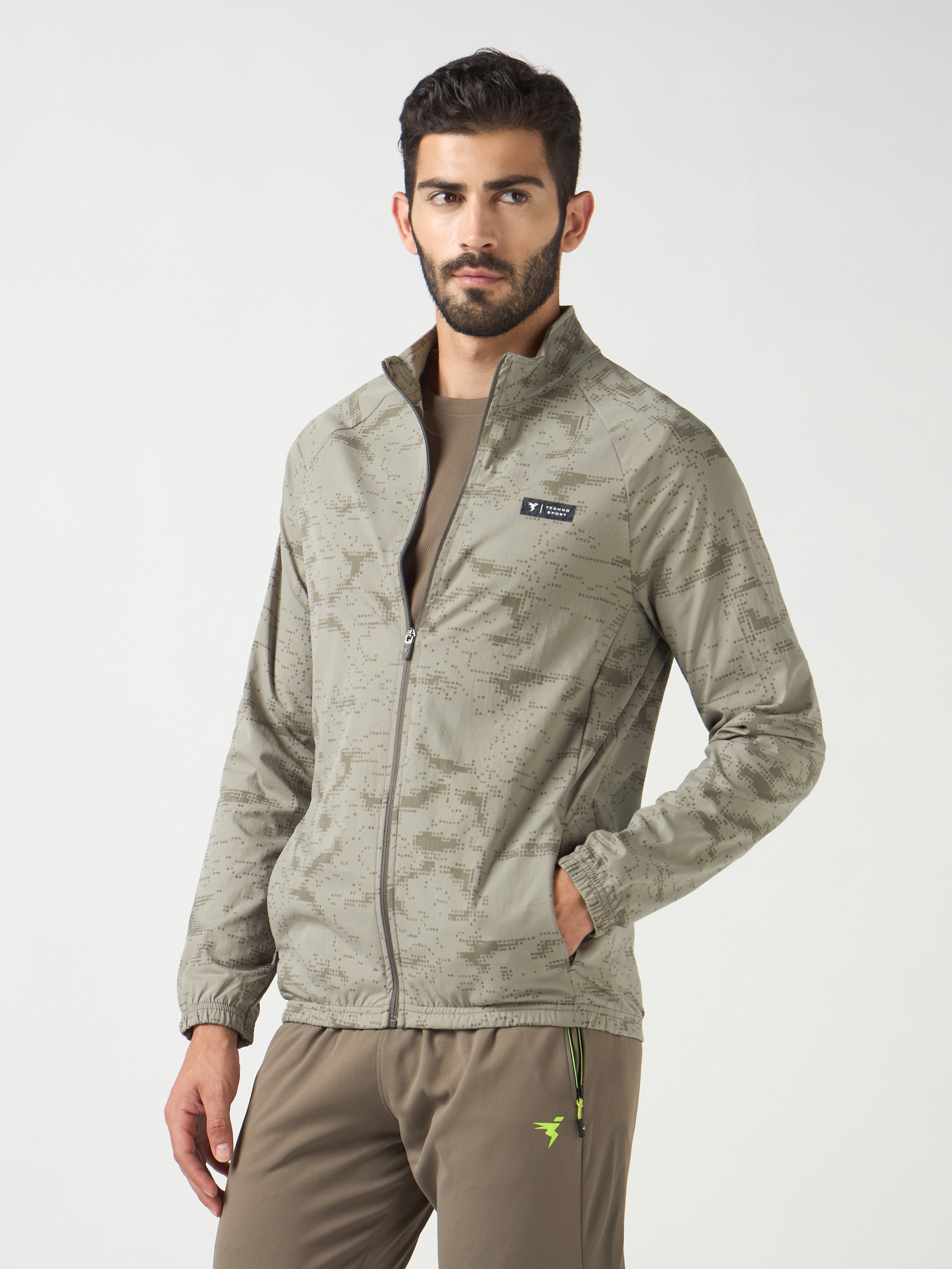 Technosport Printed Jacket (TS Flexi) - PM92 - SMOKEY OLIVE