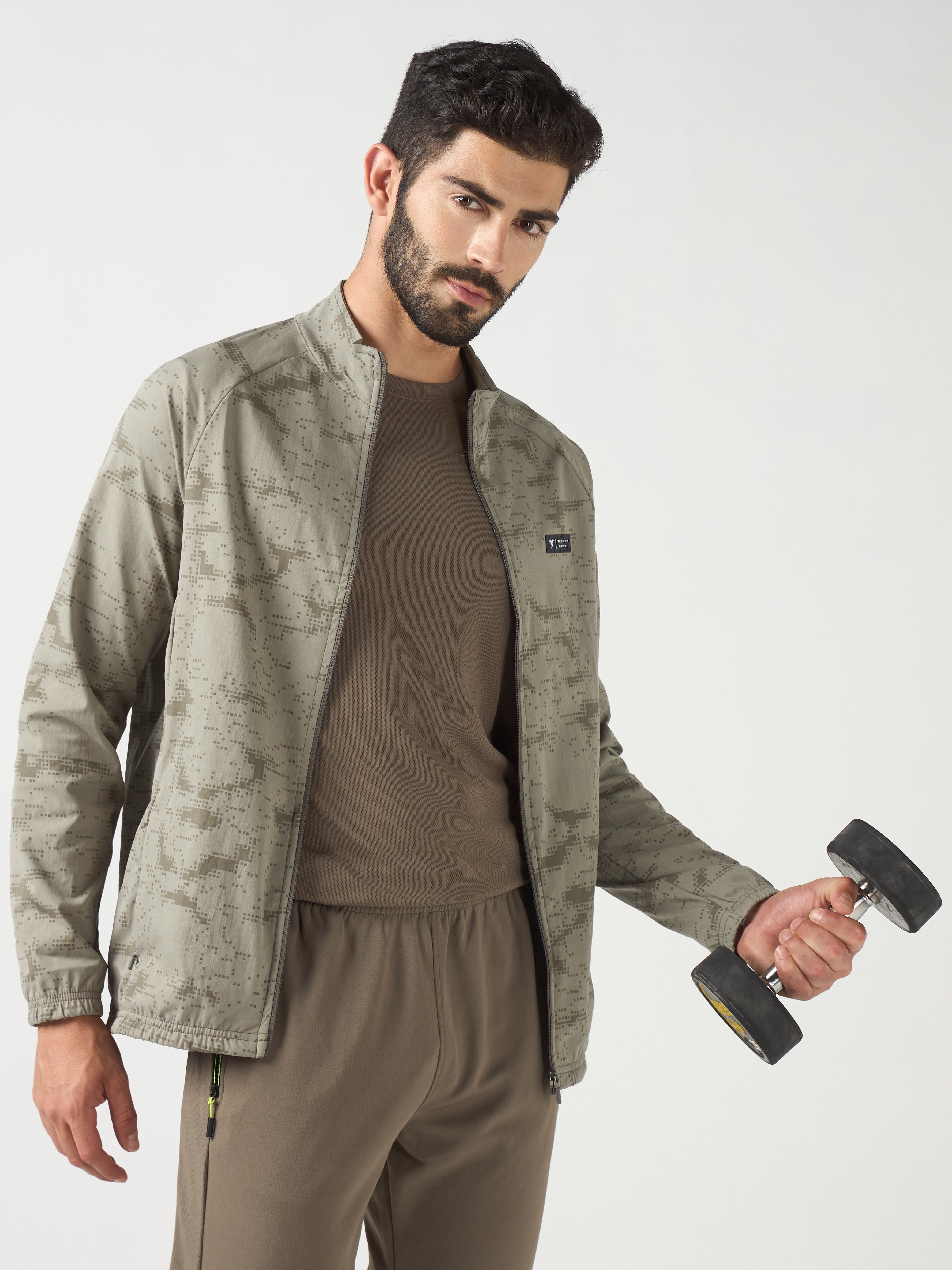 Technosport Printed Jacket (TS Flexi) - PM92 - SMOKEY OLIVE
