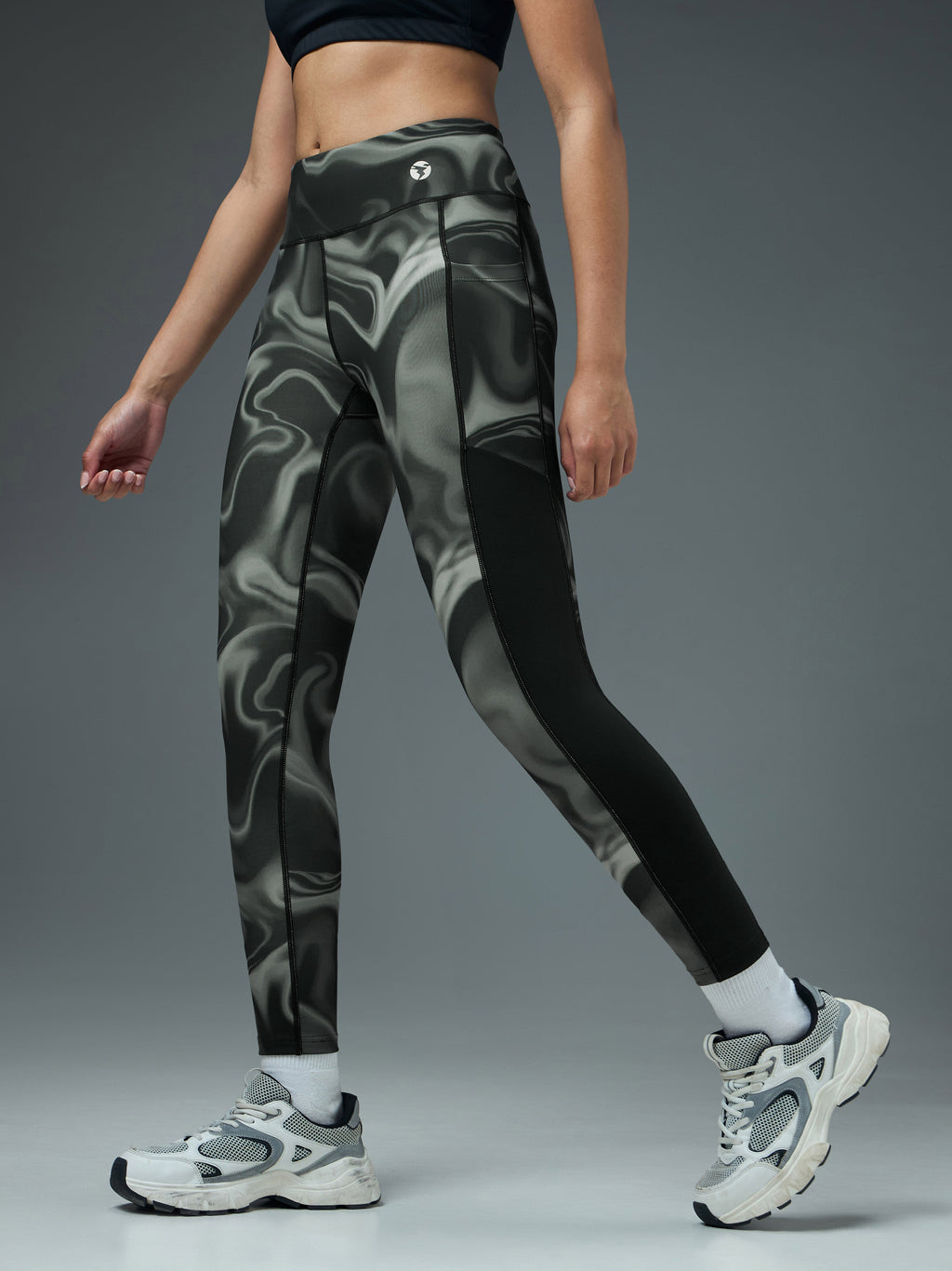 Technosport Women Printed Tights (Elasto Plus) - W155 - BLACKY LUMIWAVE