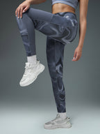 Technosport Women Printed Tights (Elasto Plus) - W155 - BLUEY LUMIWAVE