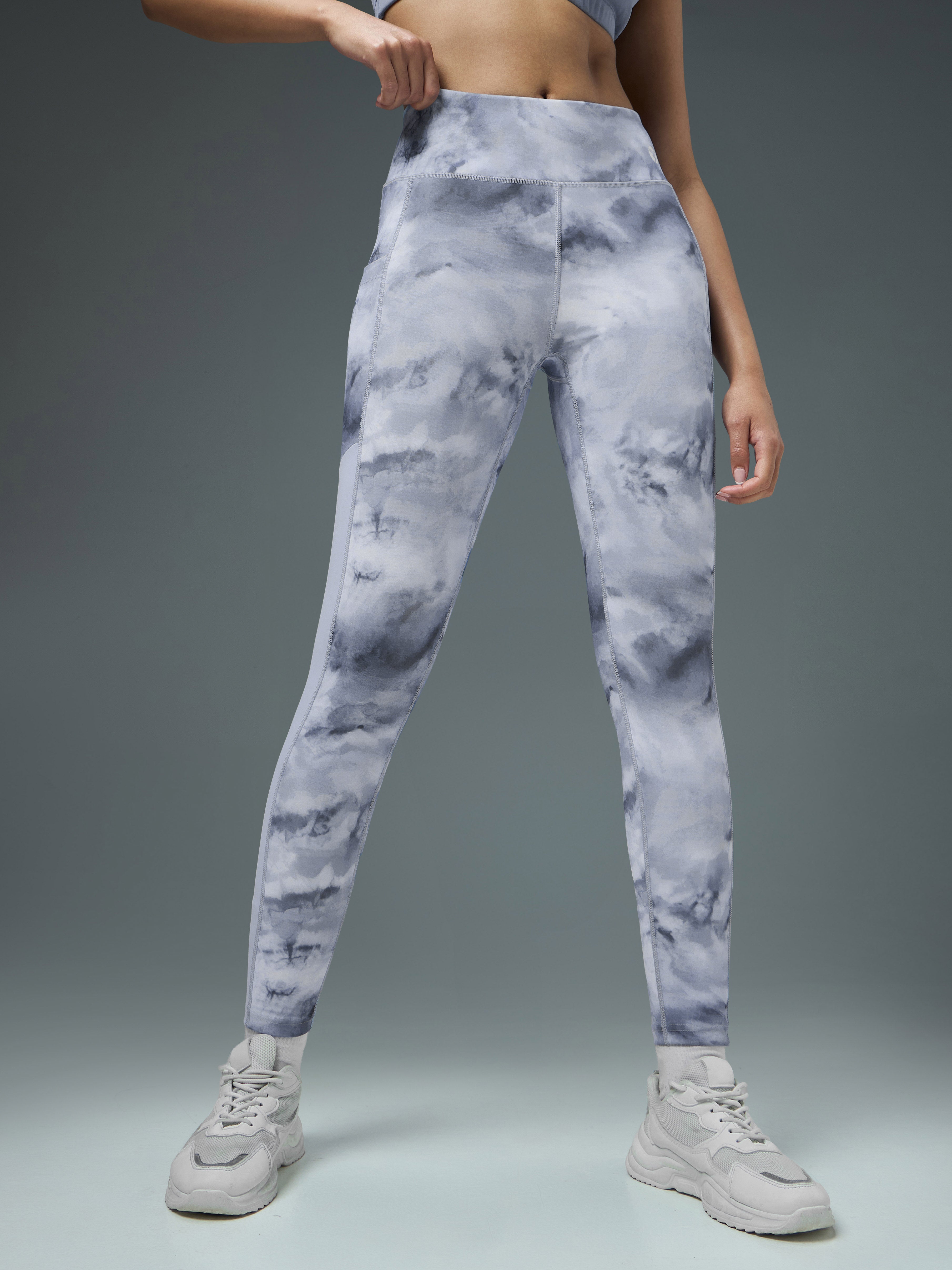 Technosport Women Printed Tights (Elasto Plus) - W155 - BLUEY RADIANT RIPPLE