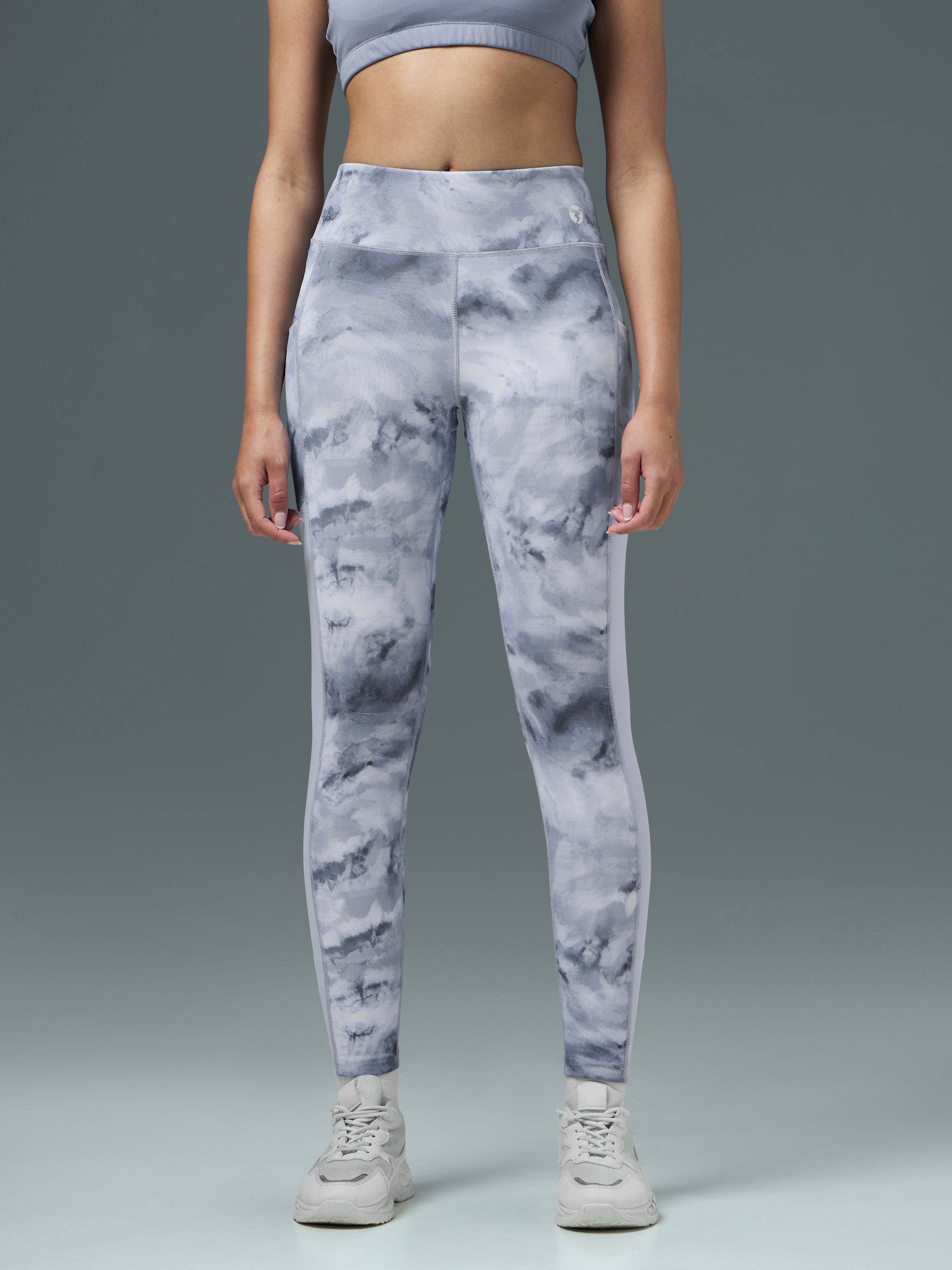 Technosport Women Printed Tights (Elasto Plus) - W155 - BLUEY RADIANT RIPPLE