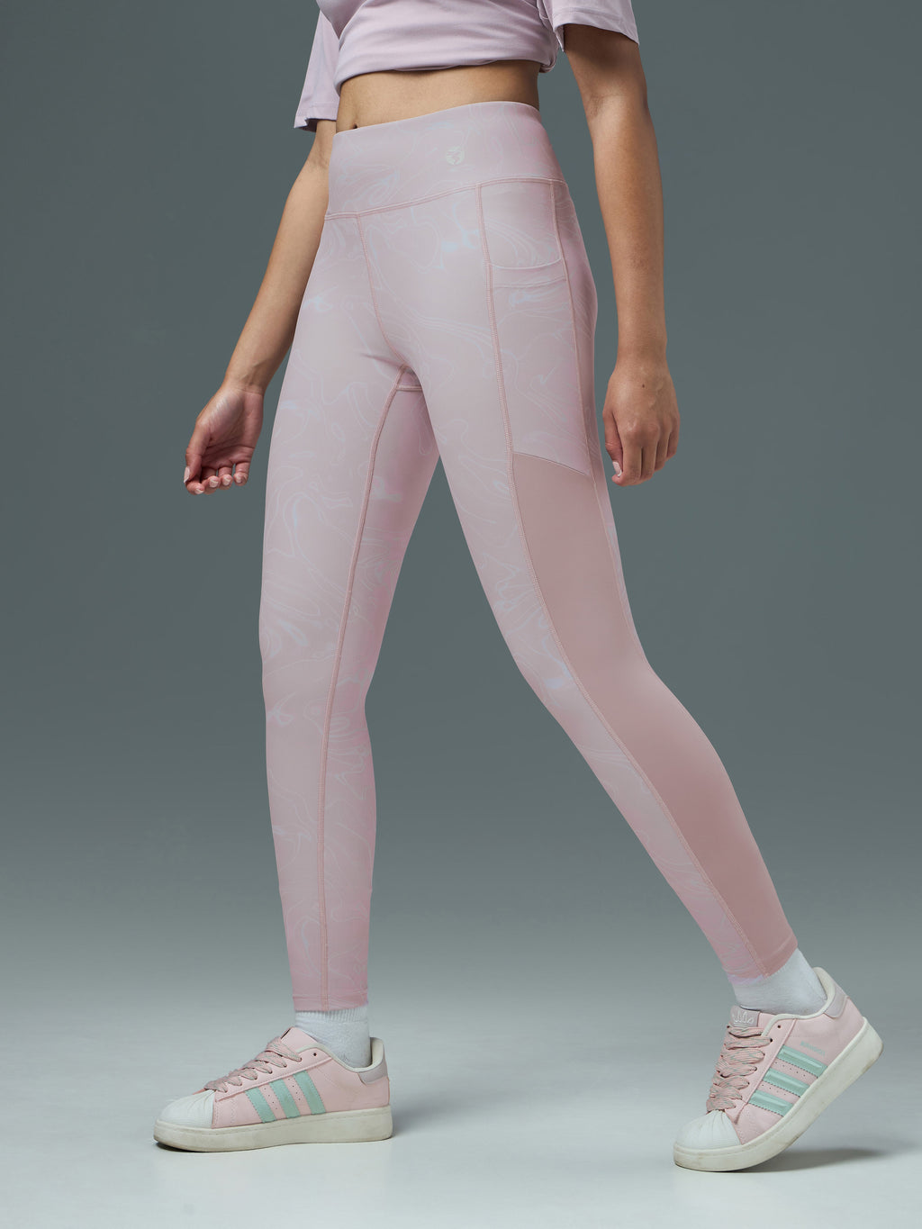 Technosport Women Printed Tights (Elasto Plus) - W155 - PINKY SWIRL