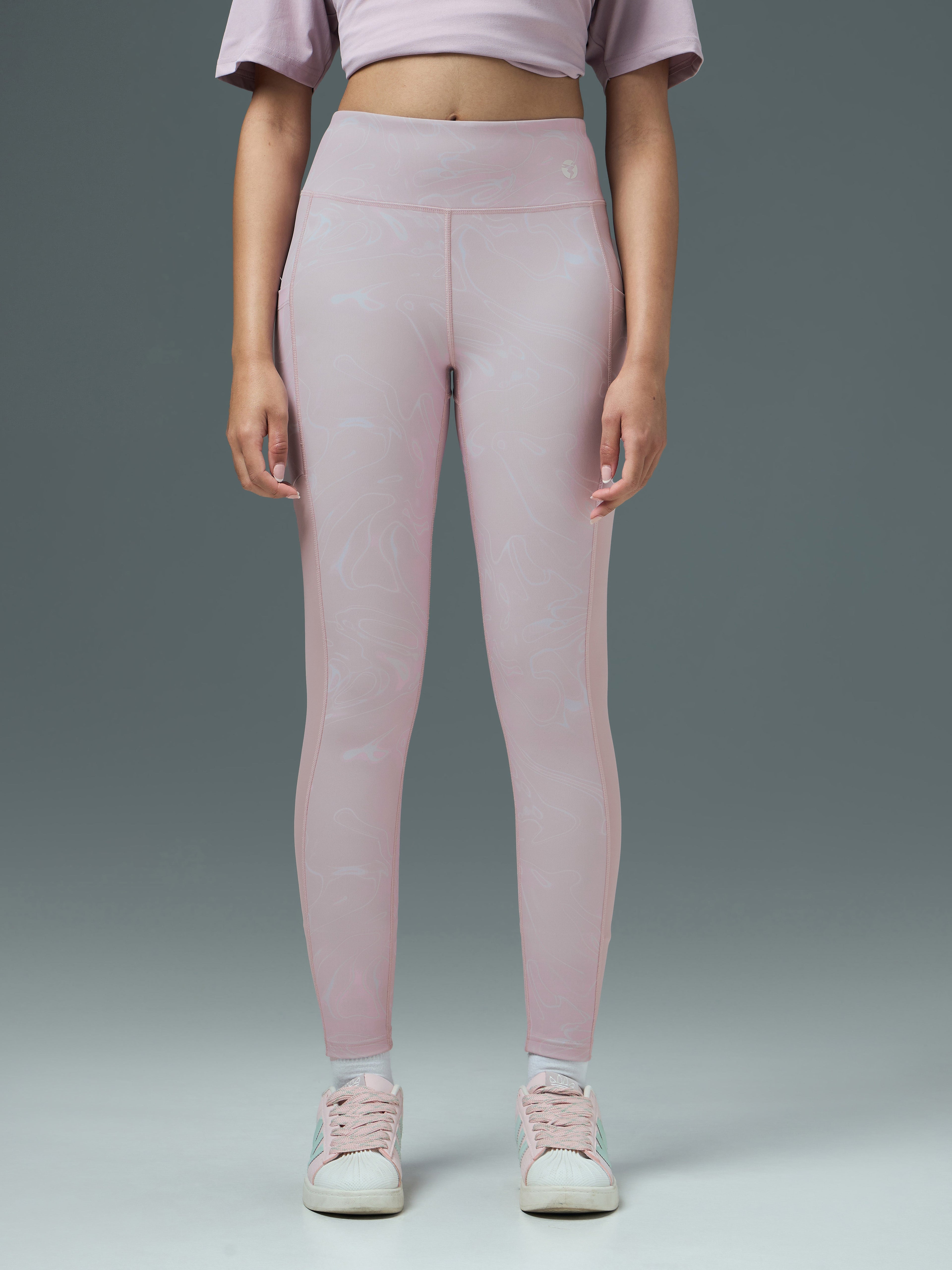 Technosport Women Printed Tights (Elasto Plus) - W155 - PINKY SWIRL