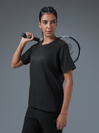 Technosport Women Relaxed Fit TShirt (Elasto Plus) - W163 - BLACK