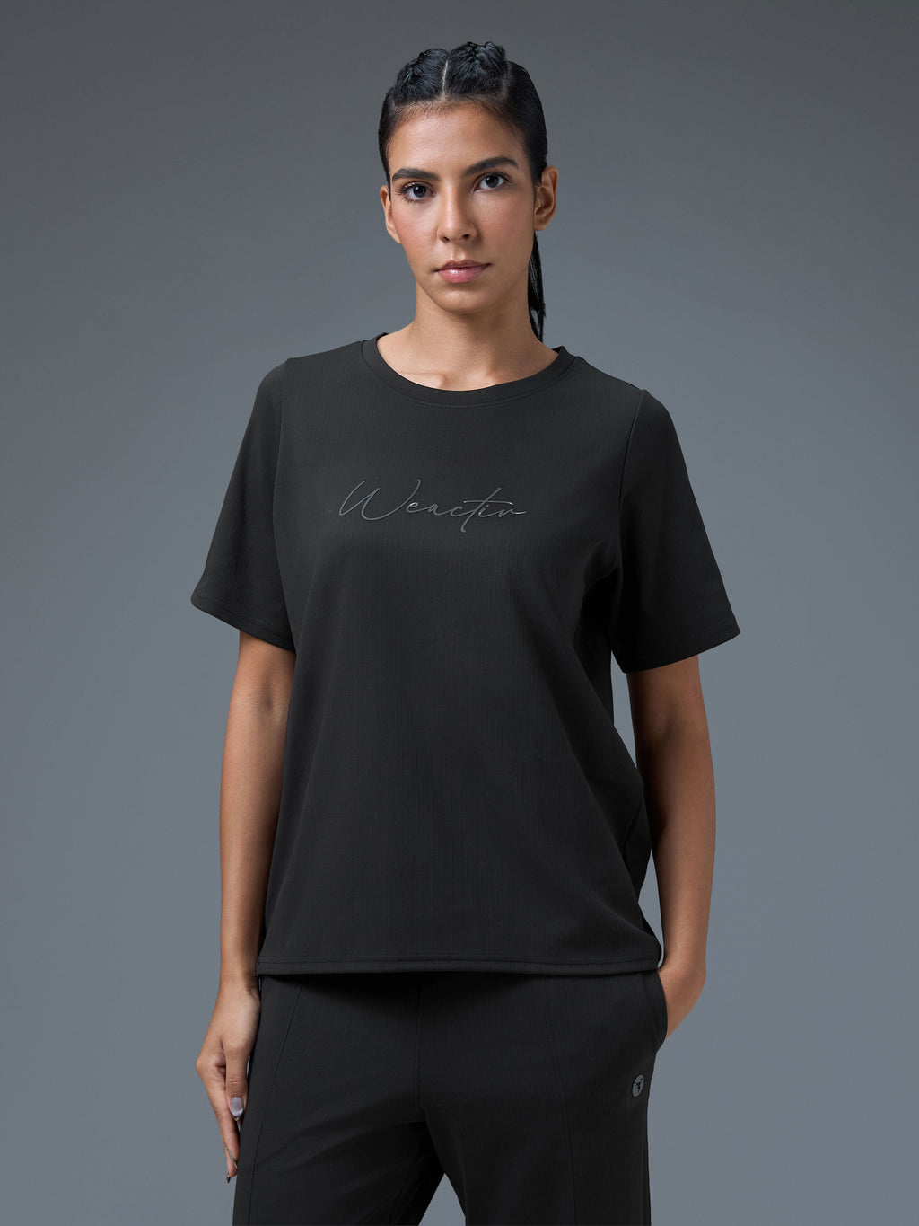Technosport Women Relaxed Fit TShirt (Elasto Plus) - W163 - BLACK