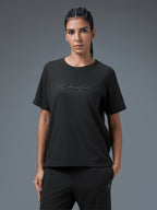 Technosport Women Relaxed Fit TShirt (Elasto Plus) - W163 - BLACK