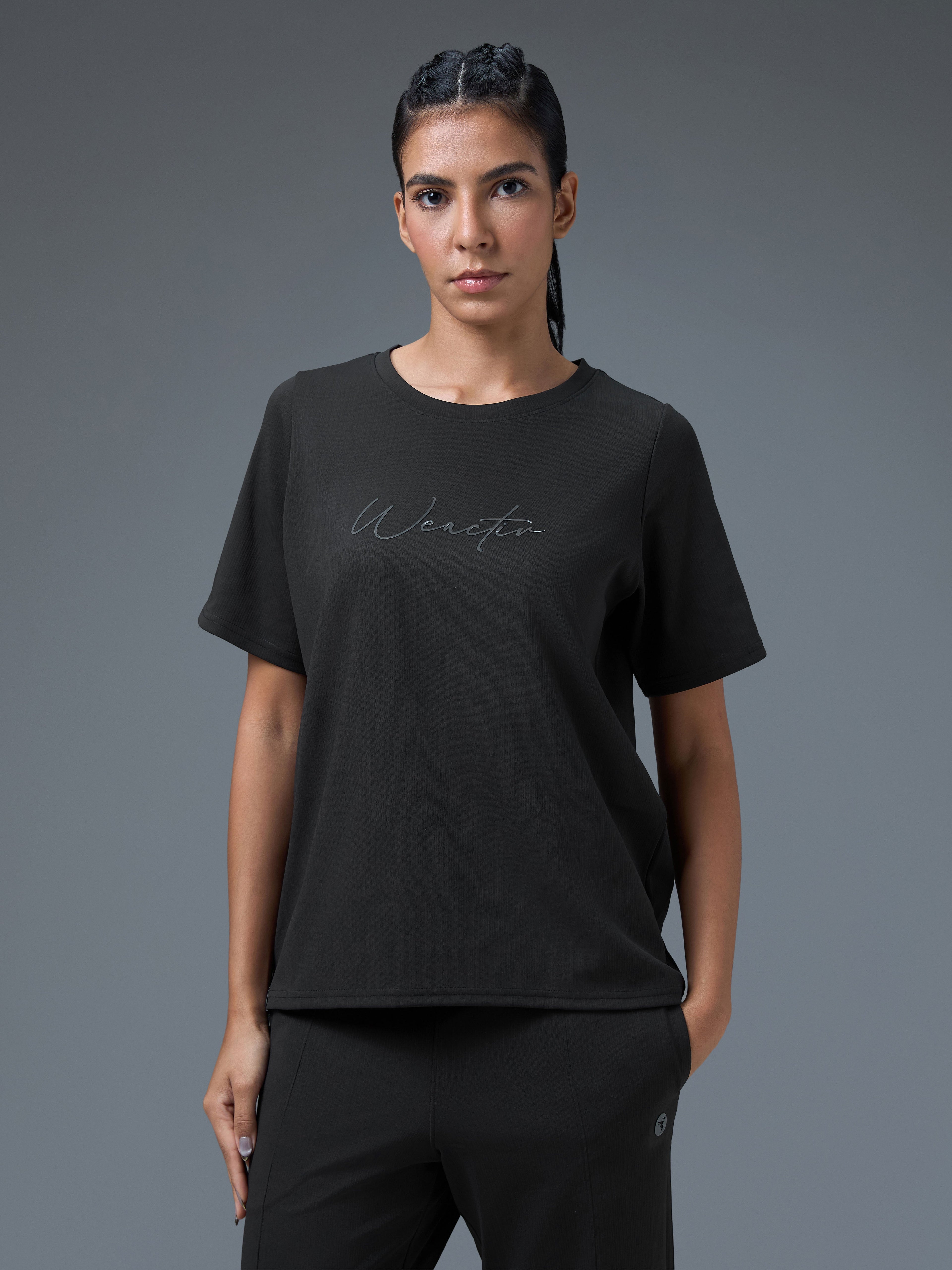 Technosport Women Relaxed Fit TShirt (Elasto Plus) - W163 - BLACK