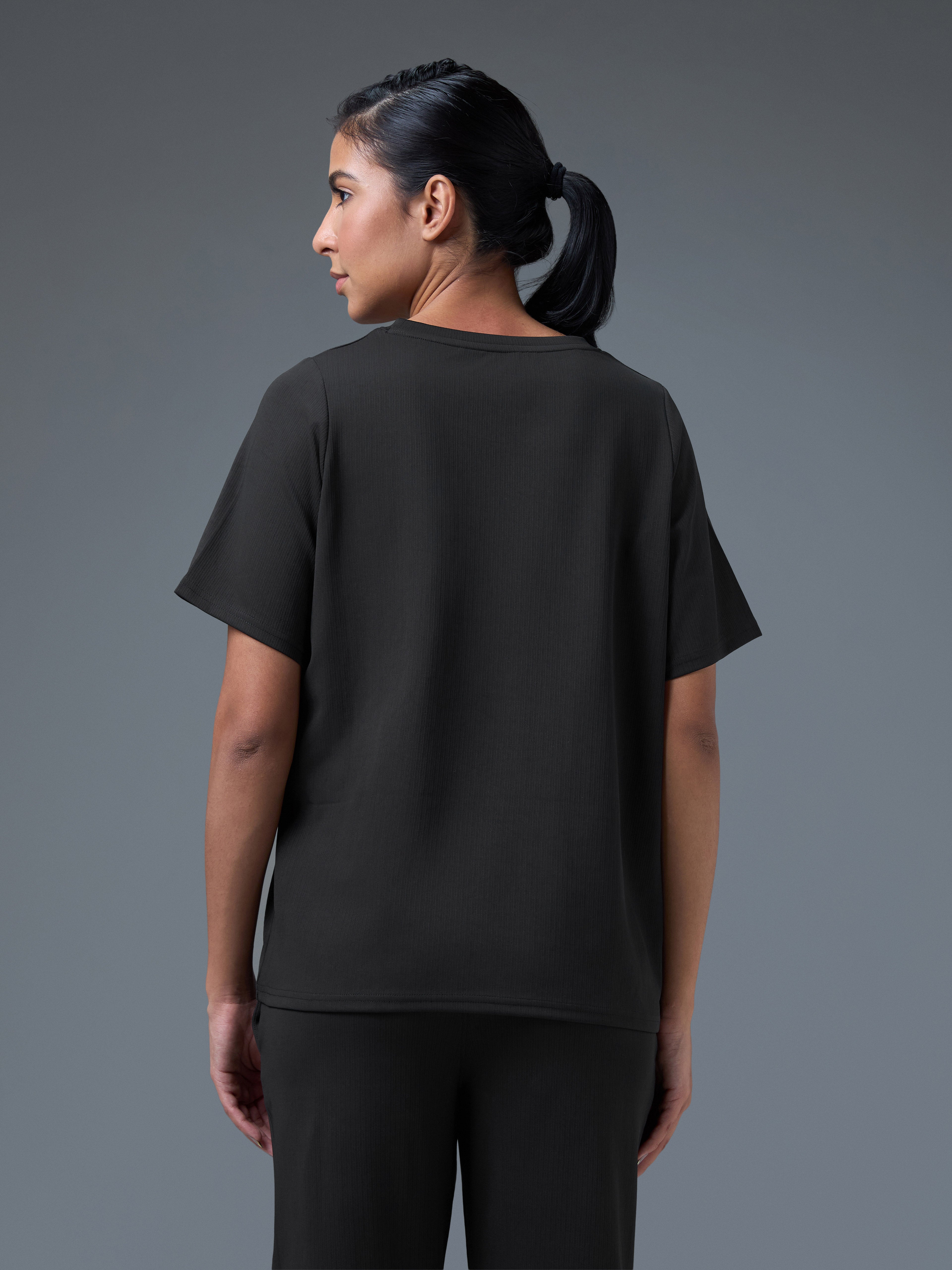 Technosport Women Relaxed Fit TShirt (Elasto Plus) - W163 - BLACK