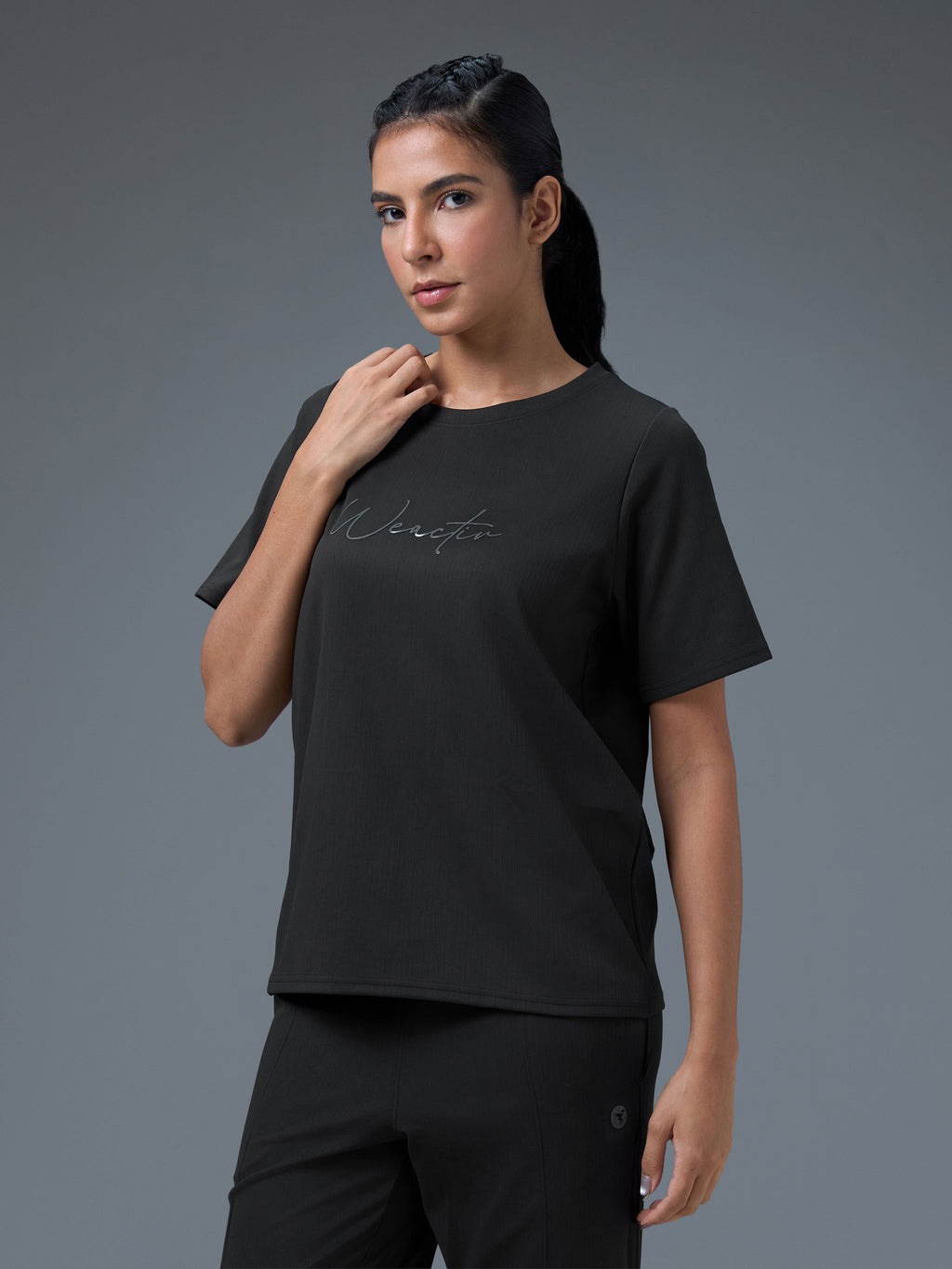 Technosport Women Relaxed Fit TShirt (Elasto Plus) - W163 - BLACK