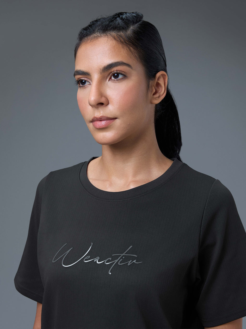 Technosport Women Relaxed Fit TShirt (Elasto Plus) - W163 - BLACK