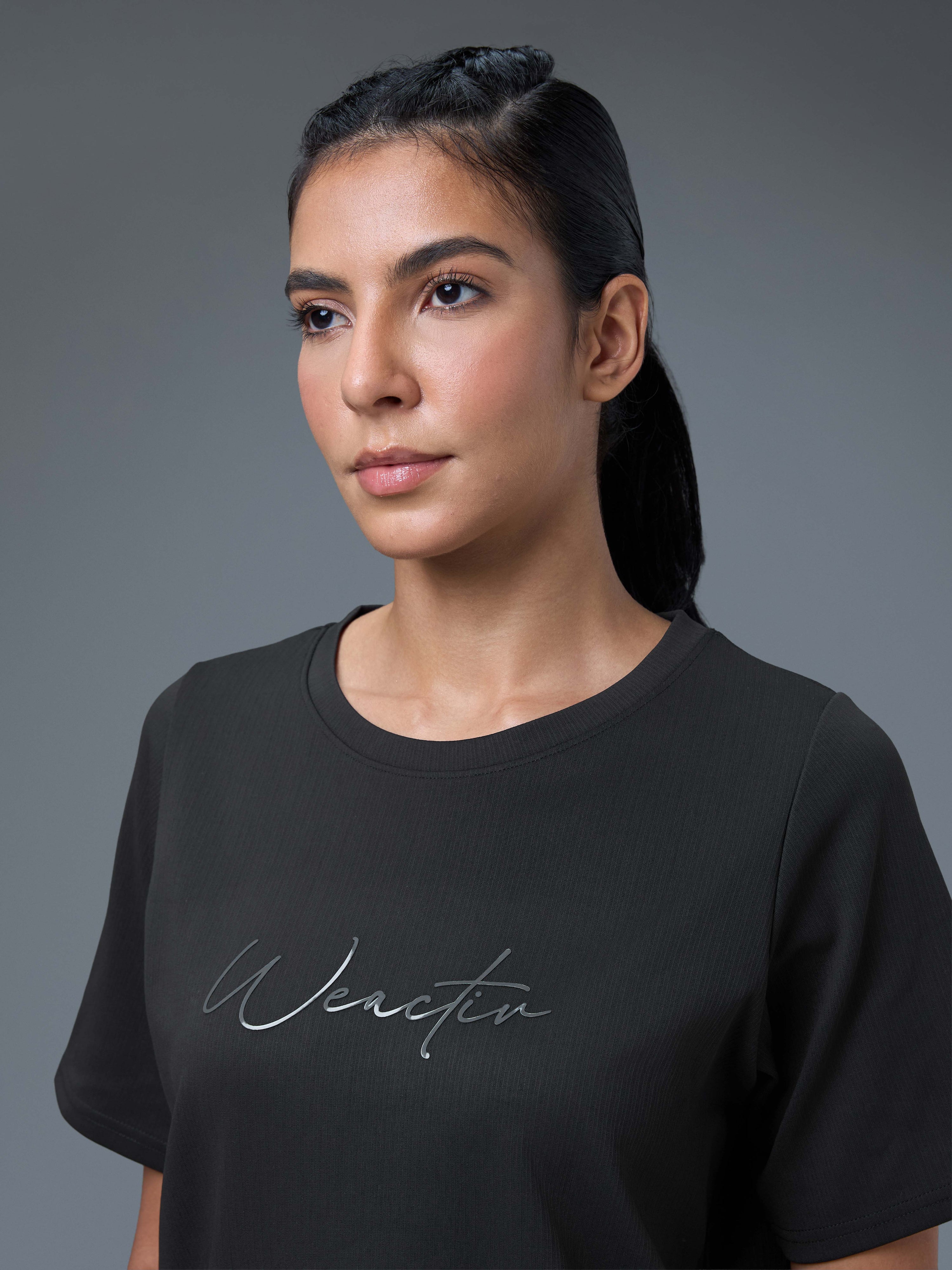 Technosport Women Relaxed Fit TShirt (Elasto Plus) - W163 - BLACK