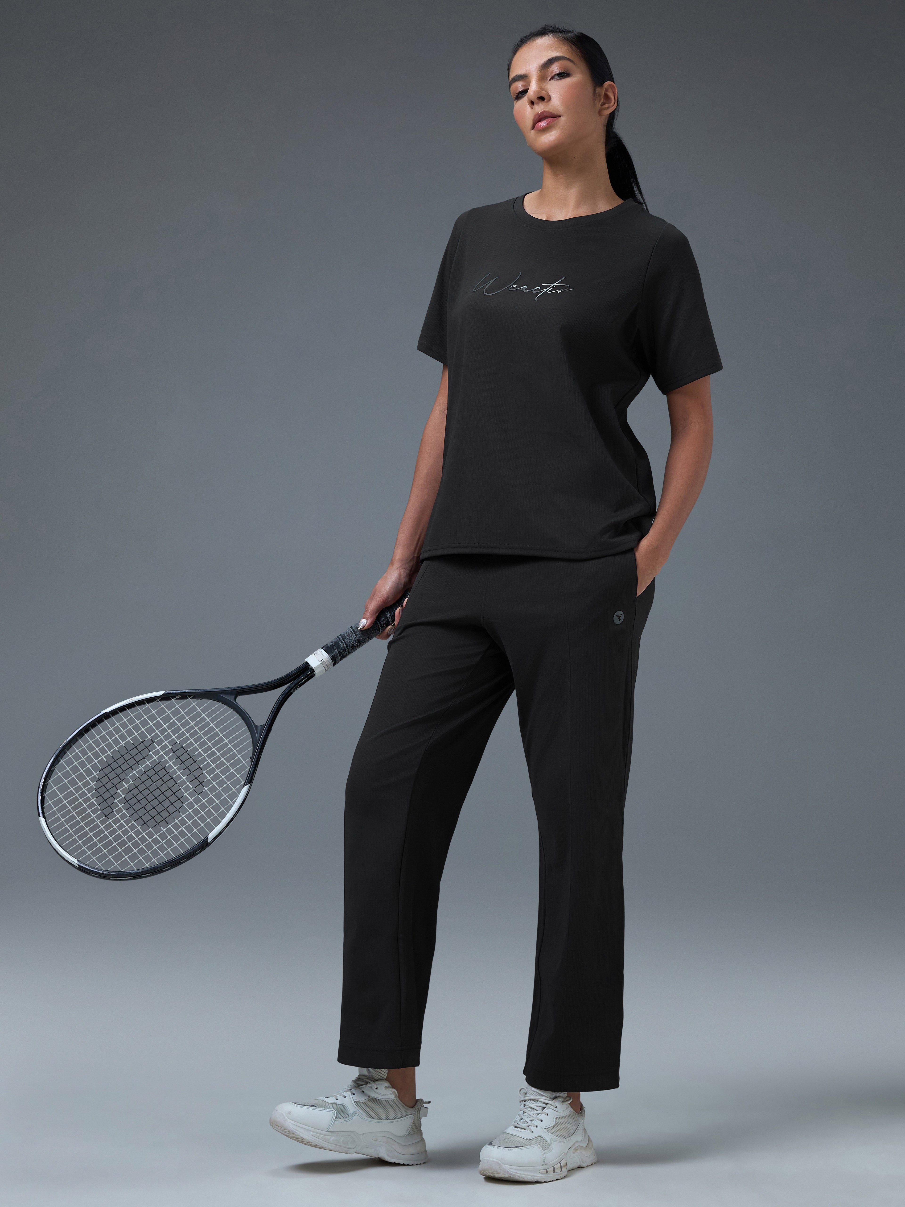 Technosport Women Relaxed Fit TShirt (Elasto Plus) - W163 - BLACK